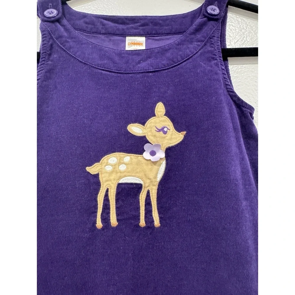 Gymboree Girls Purple Corduroy Deer Fawn Jumper Dress Size 6X Cottage Country